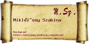 Miklóssy Szabina névjegykártya
